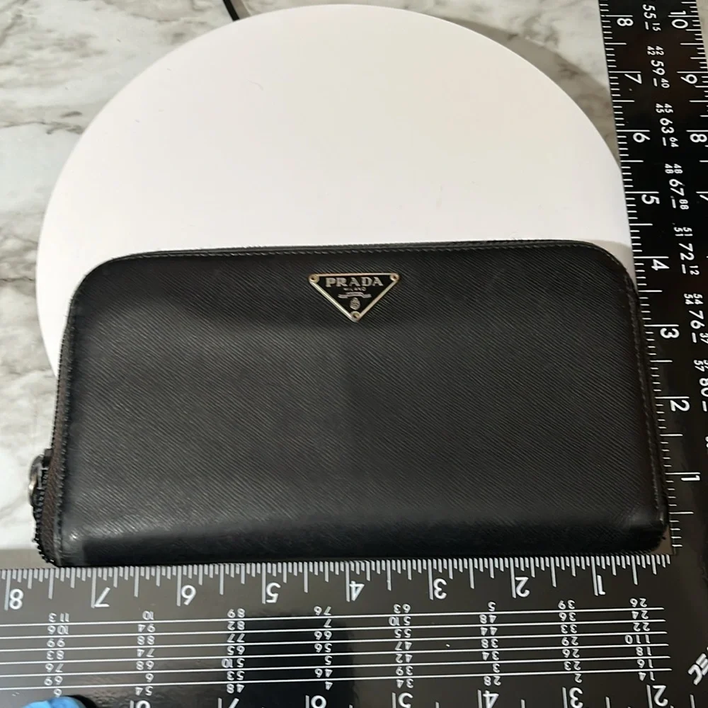 Prada Black Saffiano Leather Zip Wallet in GUC. - Picture 17 of 17